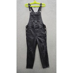 Old Navy Women Jeans 8 Black Denim Overalls 26" Inseam